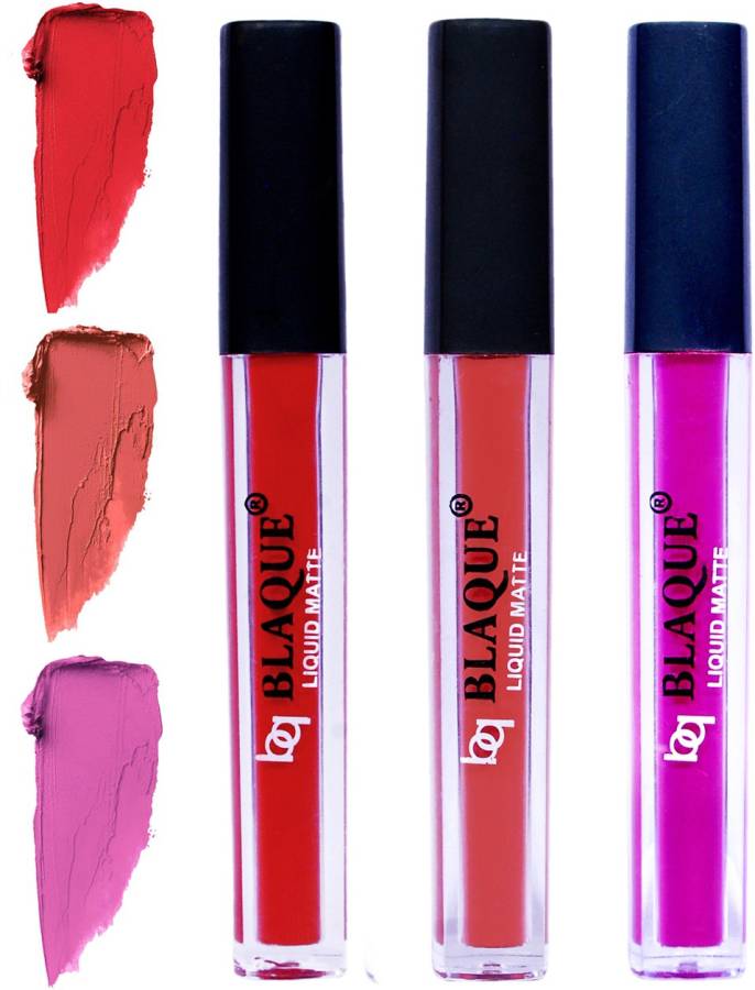 bq BLAQUE Matte Liquid Lip Gloss Combo of 3 Lipstick # 101-112-117 Price in India