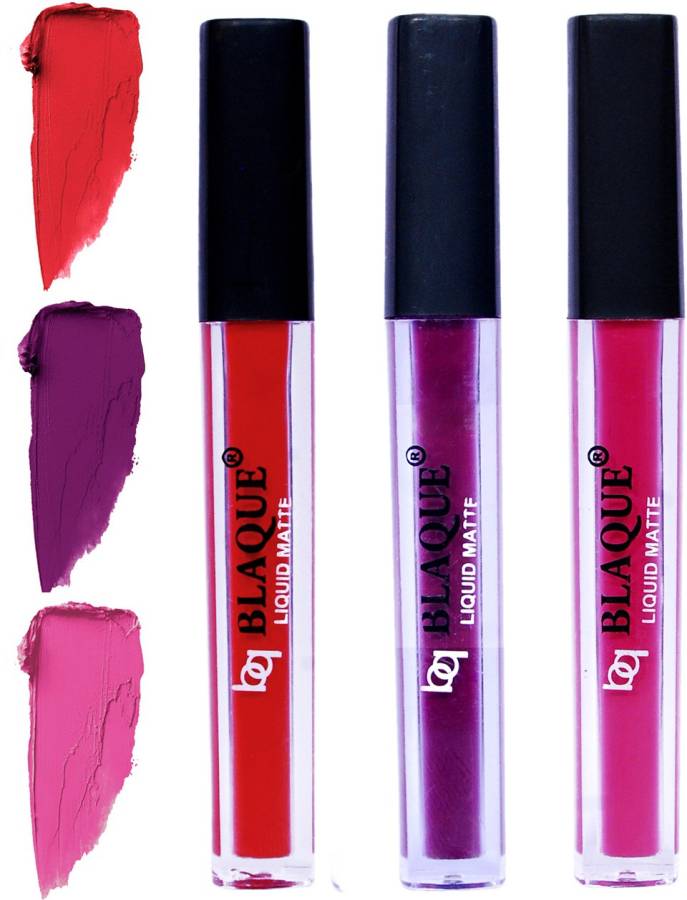 bq BLAQUE Matte Liquid Lip Gloss Combo of 3 Lipstick # 101-103-110 Price in India
