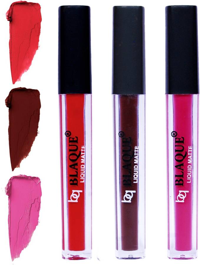 bq BLAQUE Matte Liquid Lip Gloss Combo of 3 Lipstick # 101-106-110 Price in India