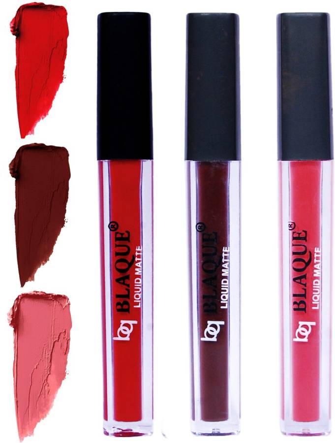 bq BLAQUE Matte Liquid Lip Gloss Combo of 3 Lipstick # 102-106-111 Price in India