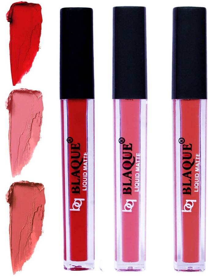 bq BLAQUE Matte Liquid Lip Gloss Combo of 3 Lipstick # 102-107-112 Price in India