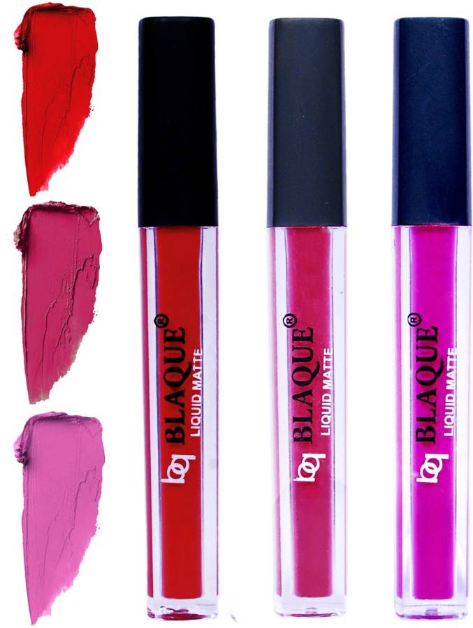 bq BLAQUE Matte Liquid Lip Gloss Combo of 3 Lipstick # 102-105-117 Price in India