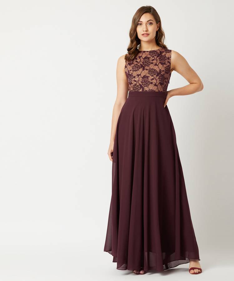 Women Maxi Brown Dress Price in India