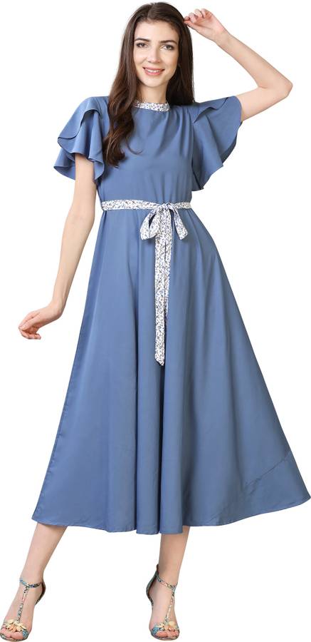 Women A-line Blue Dress