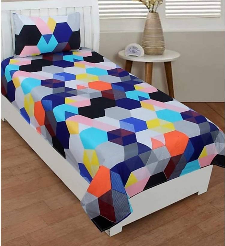 Decorum 160 TC Polycotton Single Geometric Bedsheet