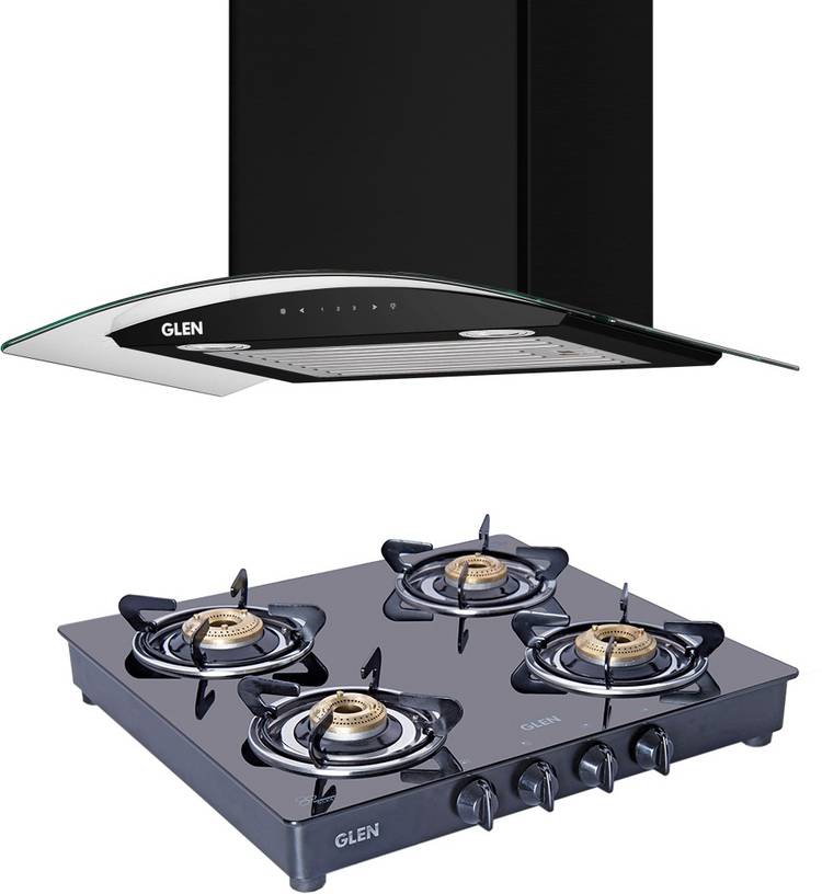 GLEN 6063AC60+Cooktop 1043BB Combo BL Auto Clean Wall Mounted Chimney