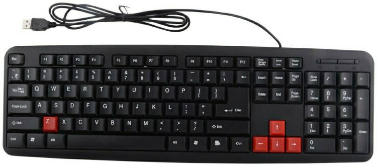 SB Ultima Wired USB keybord (Black and Red Keys) Wired USB Laptop Keyboard Price in India