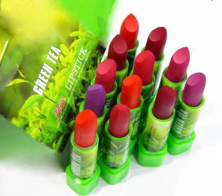Elecsera Super matte green tea extract matte lipstick combo pack of 12 Price in India