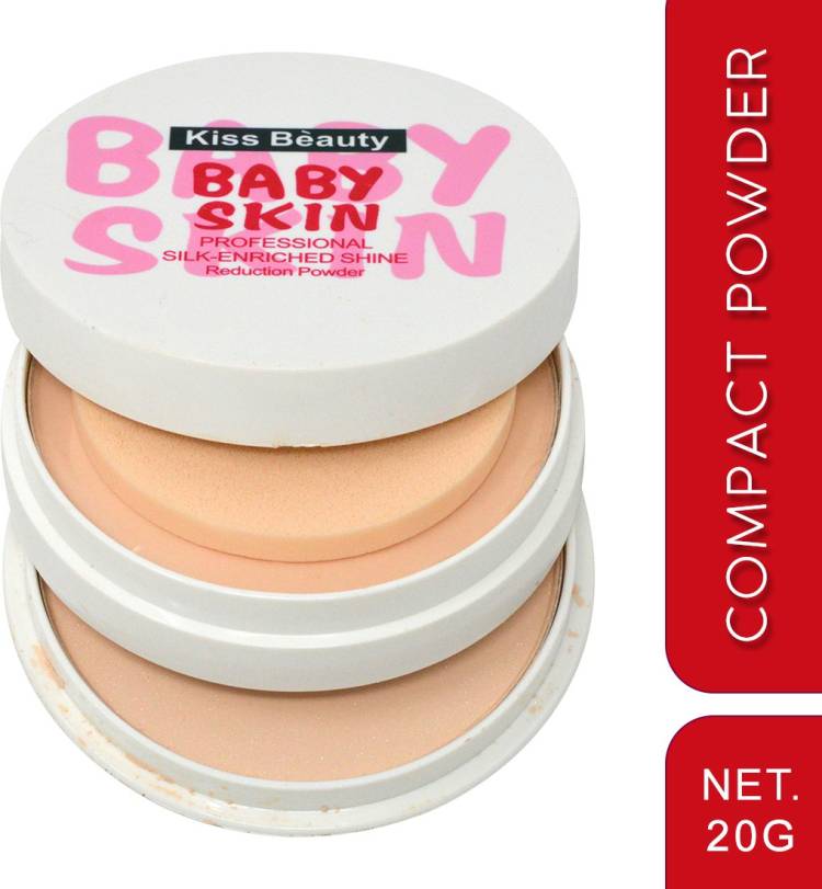 Kiss Beauty Professional Silk-Enriched Shine (Baby Skin) Compact Powder 9510-01 With Adbeni Kajal Compact Price in India