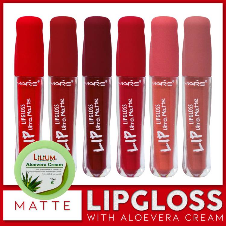 M.A.R.S Ultra Matte Waterproof Lipgloss Shade-B Pack of 6 with Lilium Aloevera Cream Price in India