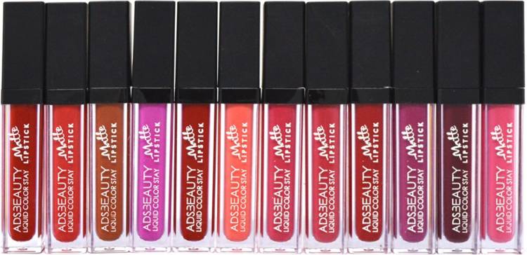 ads Non Transfer Matte Liquid Lipgloss-A-01801A Pack of 12 With Adbeni Kajal Price in India
