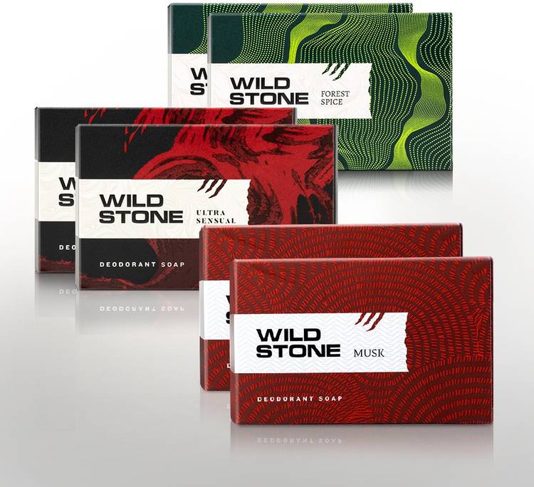 Wild Stone 2 Forest Spice, 2 Musk & 2 Ultra Sensual Soap Combo (125 Gm each)