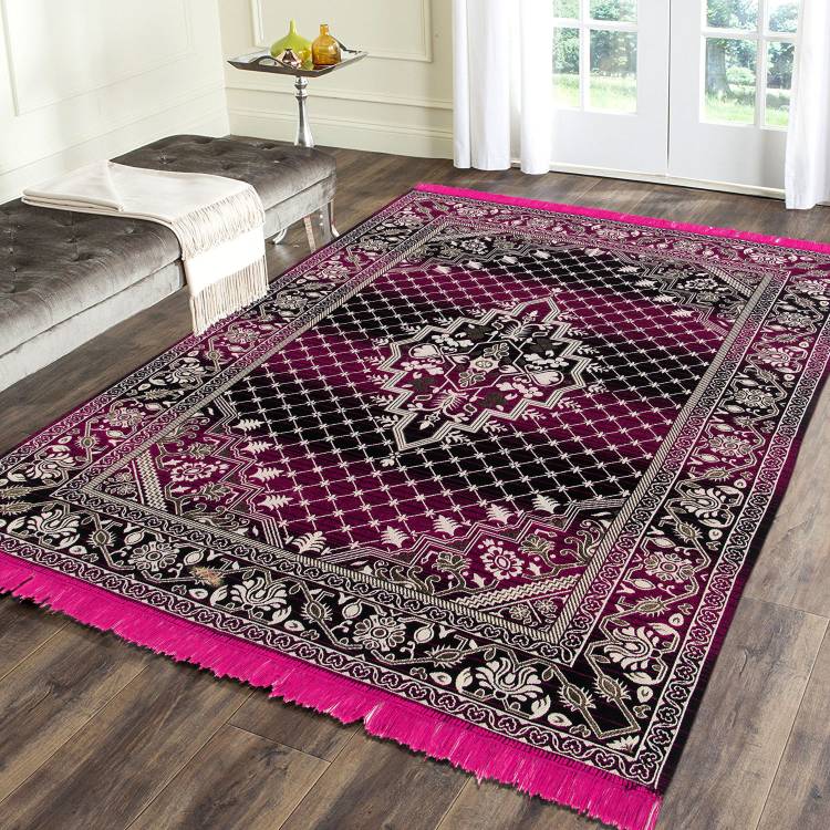 Flipkart SmartBuy Black, Pink Cotton, Polyester Area Rug