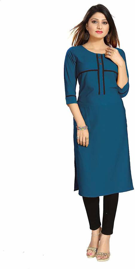 Women Solid Crepe Straight Kurta