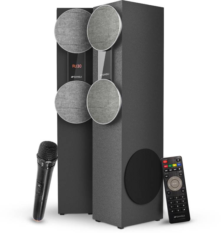 Sansui WaveBlast 2 Karaoke Compatible, Thunder Bass, Stereophonic Sound 84 W Bluetooth Tower Speaker