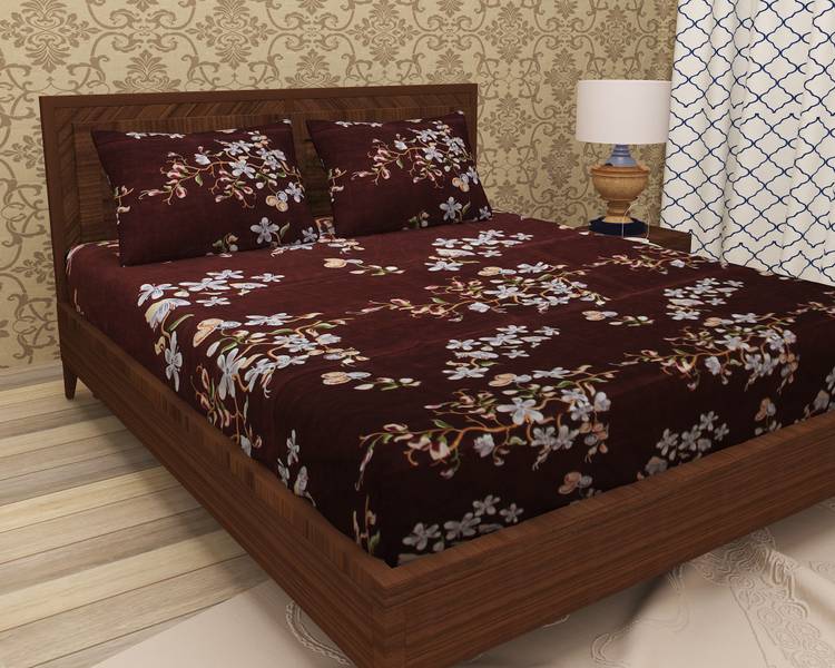 CHHAVI INDIA 120 TC Microfiber Double Floral Bedsheet