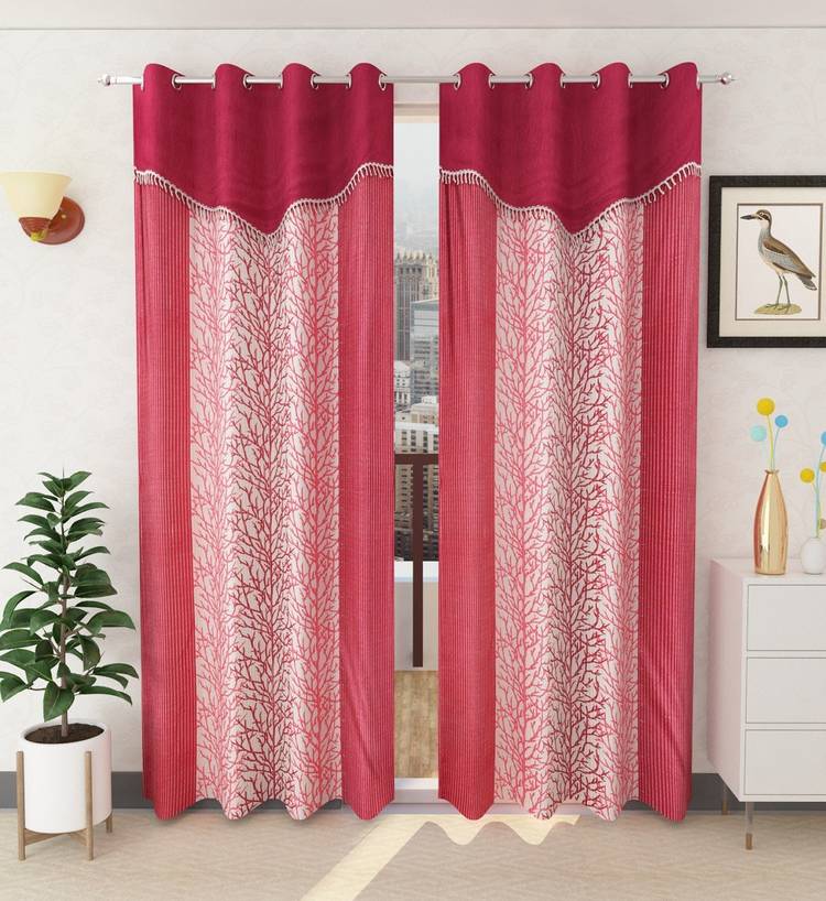 Panipat Textile Hub 214 cm (7 ft) Polyester Door Curtain (Pack Of 2)