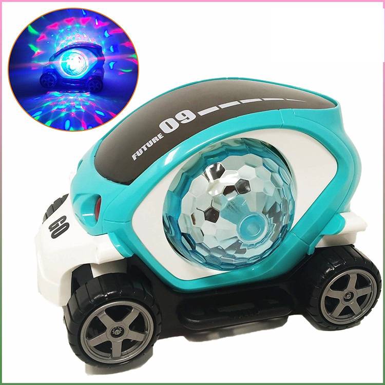 TUKAMCHA High Quality 360 Degree Rotating Spot Stunt Bump & Go car with Flashing Light & Sound