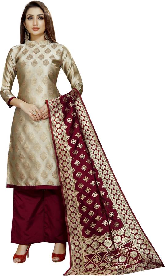 INDIAN CULTURE Brocade Self Design, Solid Kurta & Palazzo Material