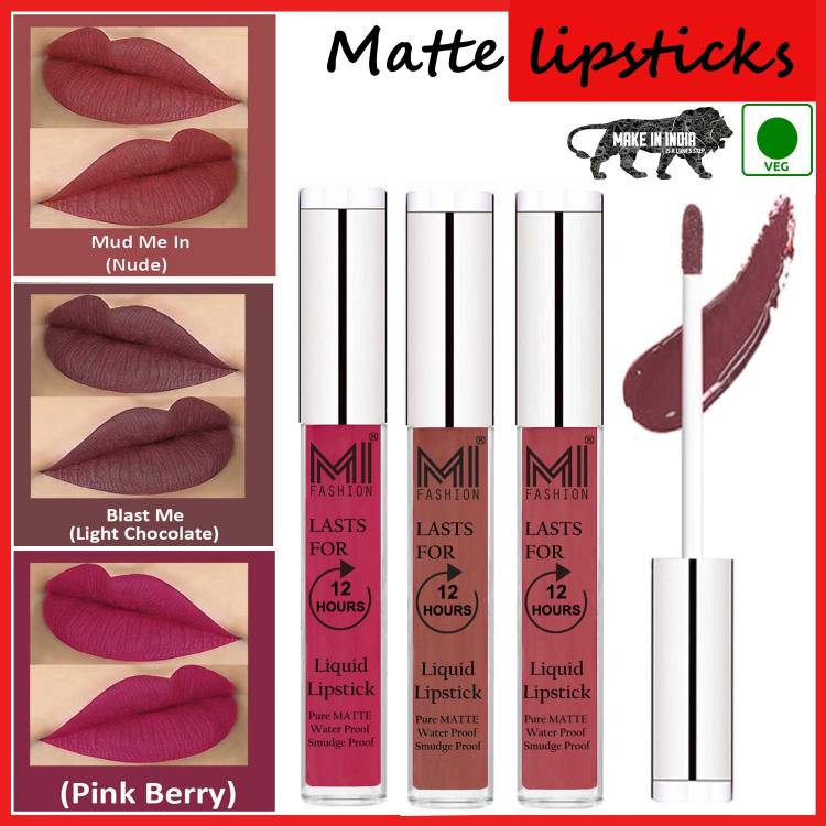 MI FASHION Mat Lipstick Combo Offers Liquid Smudge Proof Long Wearing Code no 1312 Price in India