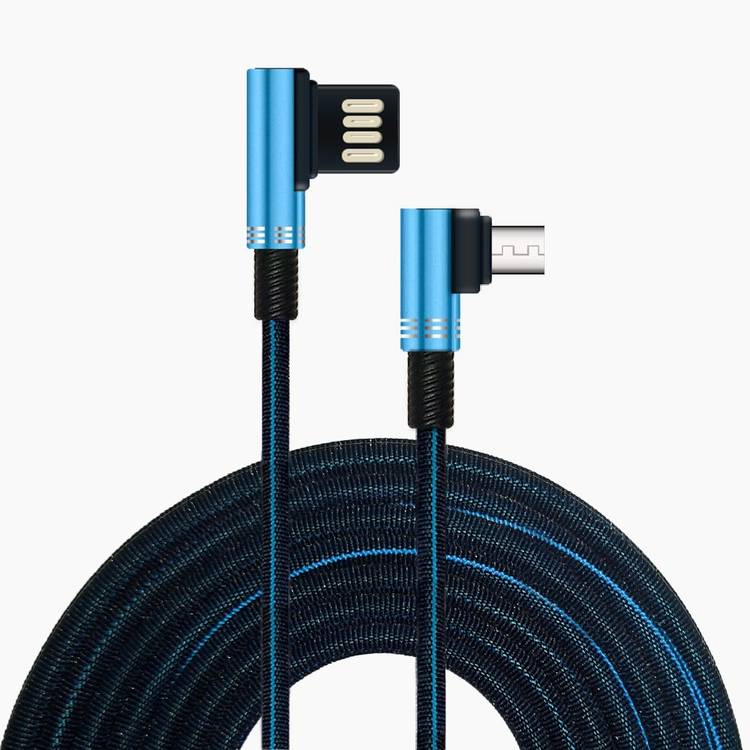 ET BAZAR Micro USB Cable Nylon Braided 90 Degree Connector Fast Charging Cable 2.4Amp, 1meter and 2meter 2 m Micro USB Cable