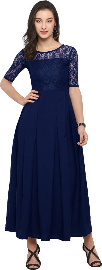 Women Maxi Blue Dress Price in India