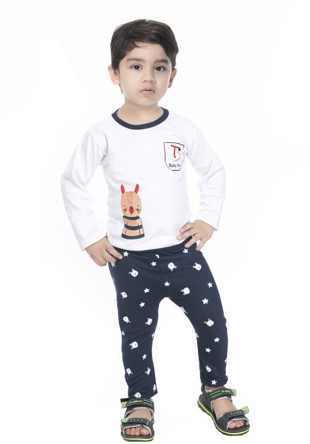 Boys Self Design Pure Cotton T Shirt Price in India