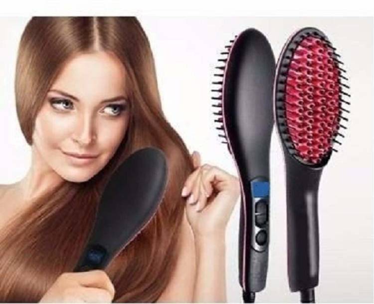 SRYFIT Straight Artifact Ceramic Electronic Hair Straightening Brush Machine - Black Hair Straightener Brush Price in India