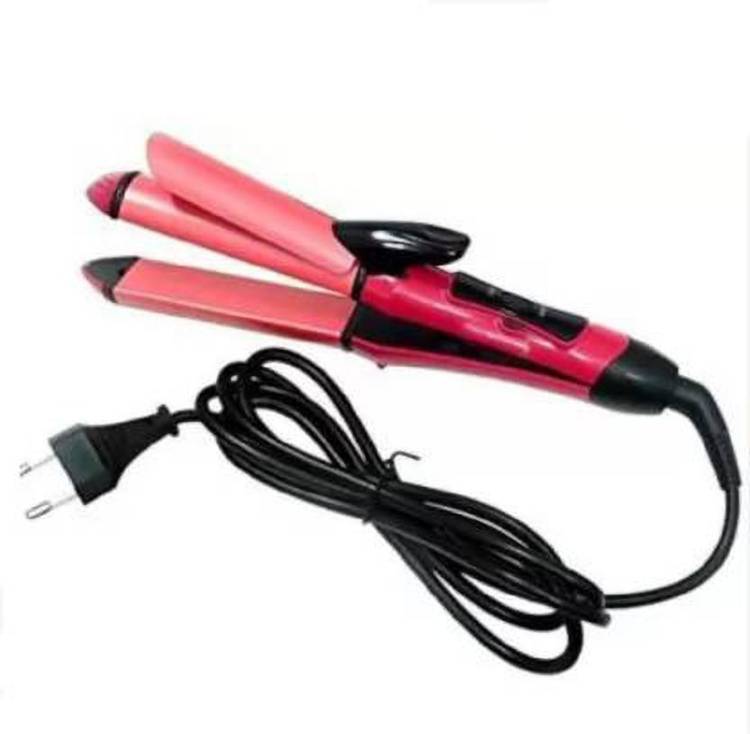 M J CAPTURE 2in1 Professional Solid Smooth Ceramic Hair Curler Curling Iron Rod Travel Hair Straightener Flat Hair Iron Instant Heat Up Salon Approved Anti-Static Styling Roller 45W Hair Styler (Pink) Hair Straightener Brush Price in India