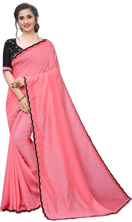 Solid Bollywood Satin Blend Saree Price in India
