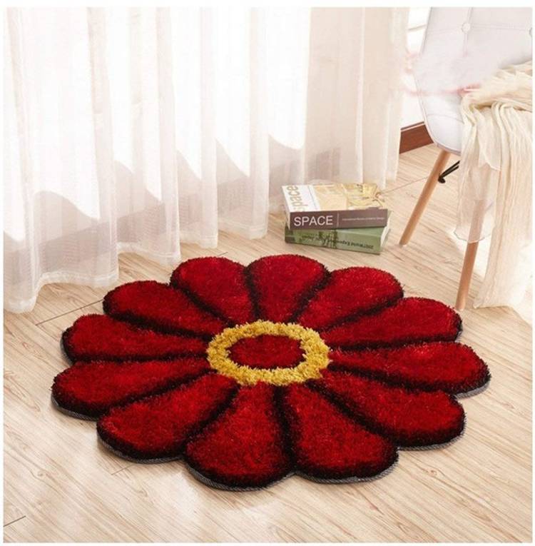 RUHALFABB Maroon Polyester Area Rug