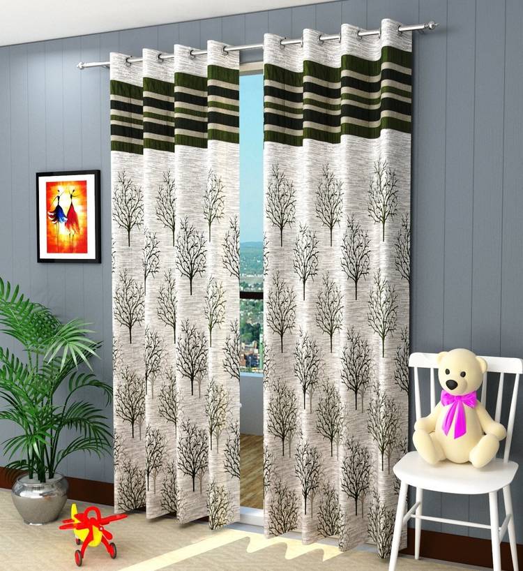 Kiara Creations 275 cm (9 ft) Jacquard Long Door Curtain (Pack Of 2)
