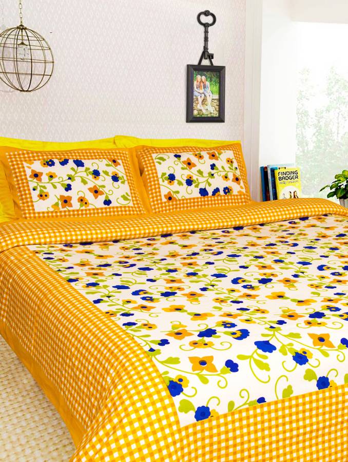 MagicBlizz 144 TC Cotton Double Floral Bedsheet