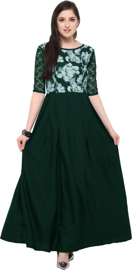 Women Maxi Green Dress Price in India