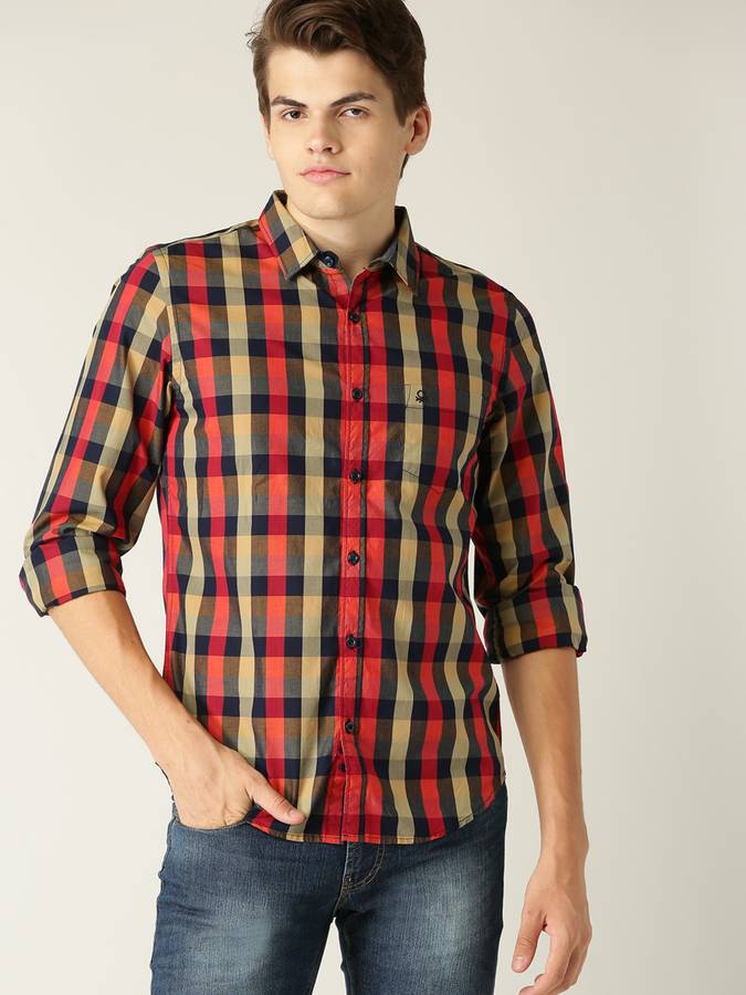 Men Checkered Casual Spread Shirt