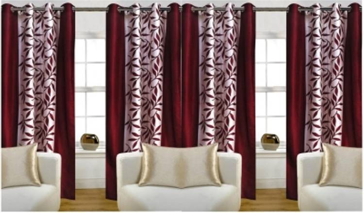 Red Hot 214 cm (7 ft) Polyester Door Curtain (Pack Of 4)