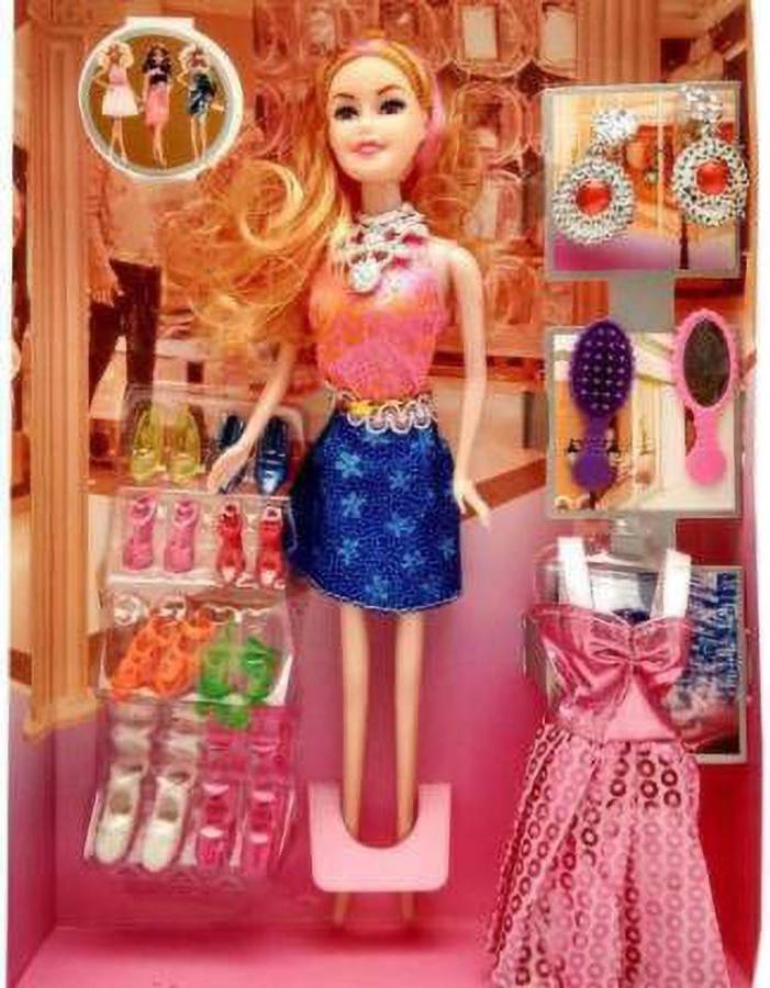 Jalaunsportscreations Baby Girl doll set with Makeup/Dresses/Shoe/Sandals and accessories for kids