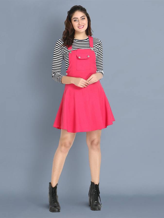 Women Pinafore Pink Dress