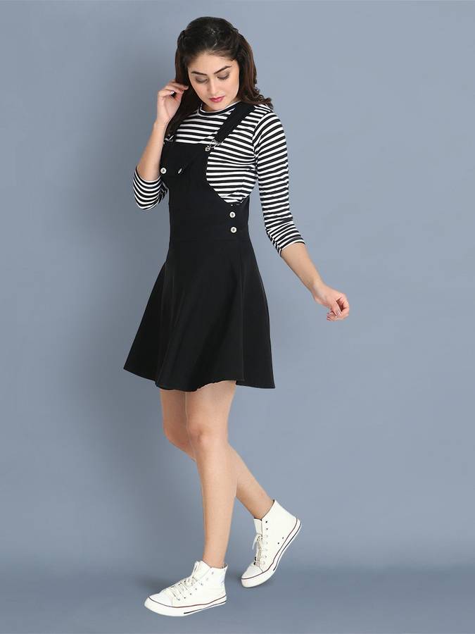 Women Pinafore Black Dress Price in India