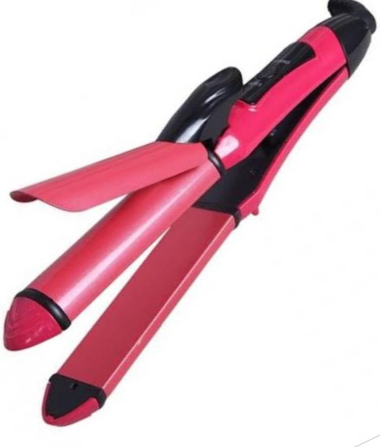 oneexport Curl and Straight Hair Straightener Iron Machine 2-in-1 Ceramic Plate and Plus Hair Curler Machine for Women (Pink) Hair Styler Price in India