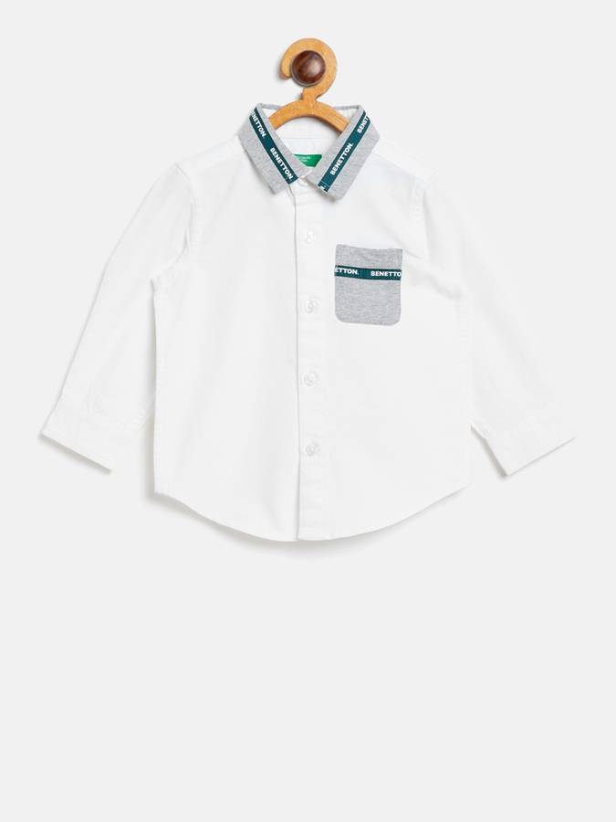 Boys Solid Casual Spread Shirt