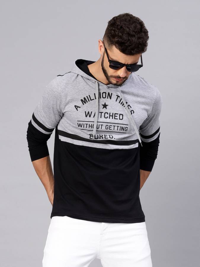 Solid Men s Black, Grey T-Shirt