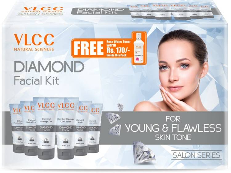 VLCC Diamond Facial Kit + FREE Rose Water Toner Worth Rs 170 | 300gm + 100ml Price in India