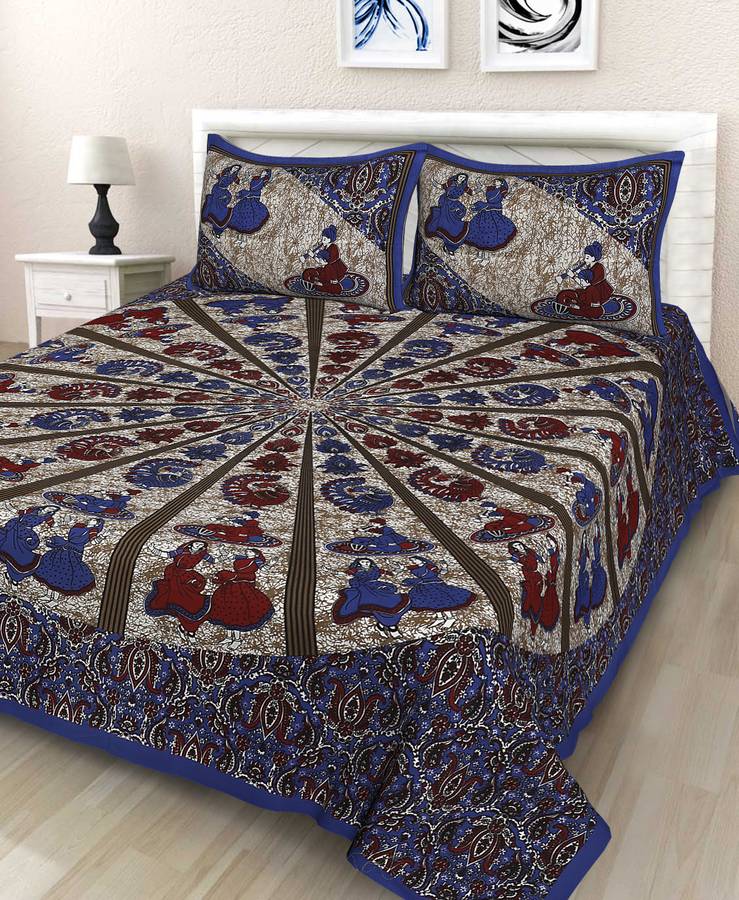 Hrida Fabrics 151 TC Cotton Double Printed Bedsheet