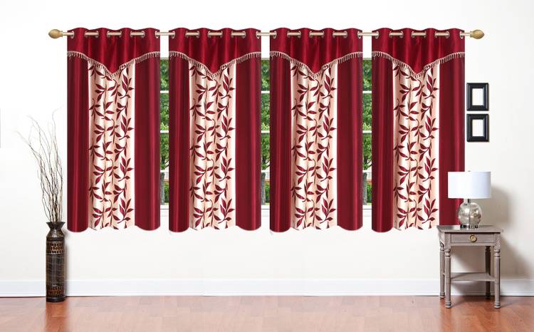 Ville Style 153 cm (5 ft) Polyester Window Curtain (Pack Of 4)