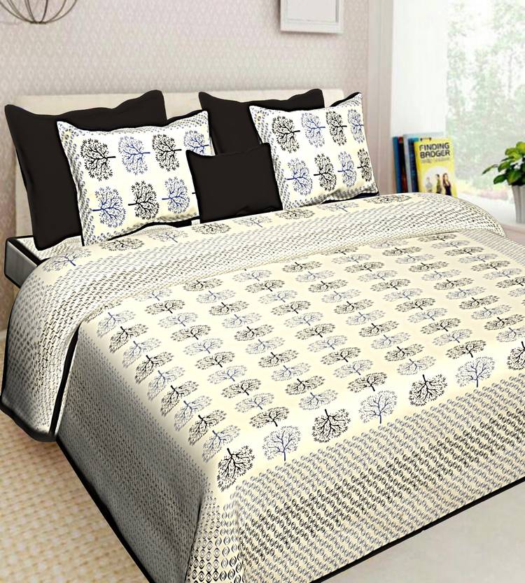 AK FAB 360 TC Cotton Double King Printed Bedsheet