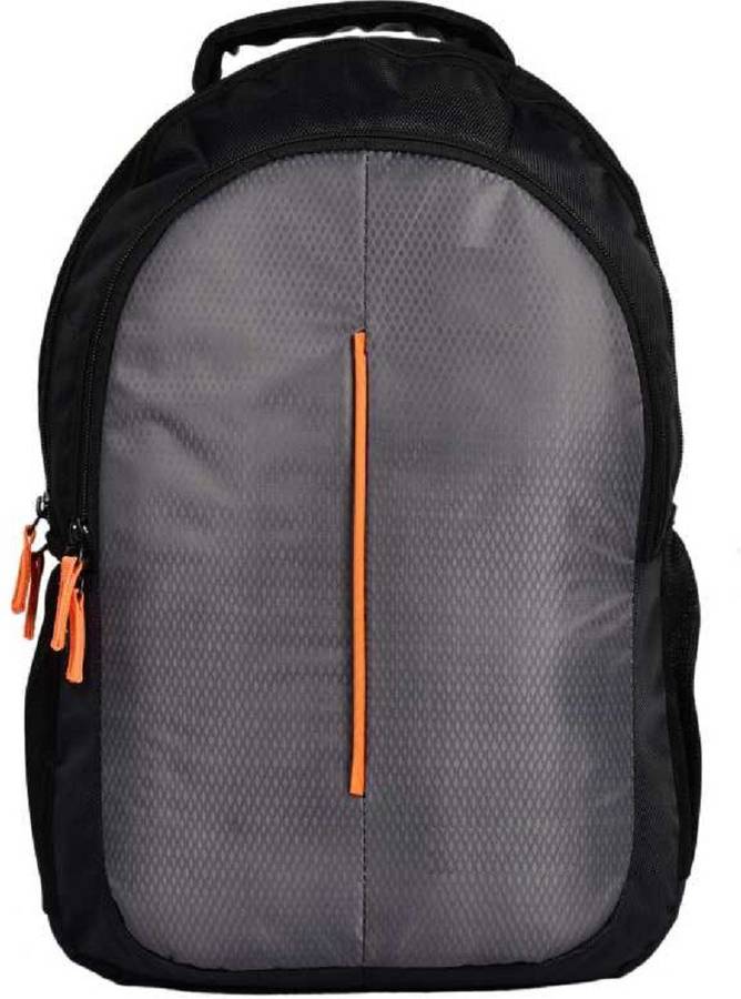 Medium 22 L Laptop Backpack Grey Orange line Black School Bag II Genuine Backpack II Multiuse Bag II Waterproof School Bag II