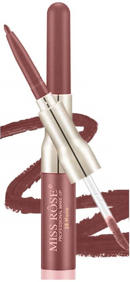 MISS ROSE Lip Liner 2 in 1 LipGloss Shade #38Hana Long Lasting Matte Lip Gloss Price in India