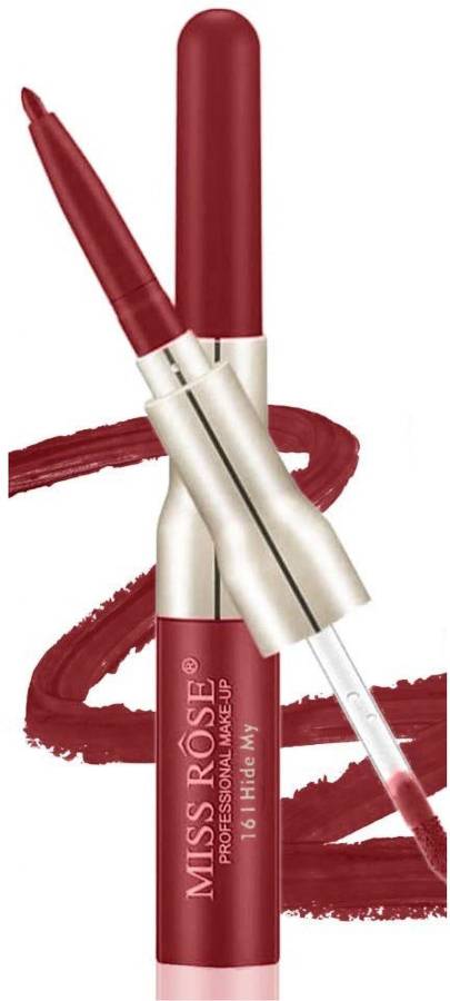 MISS ROSE Lip Liner 2 in 1 LipGloss Shade #16I Hide My Long Lasting Matte Lip Gloss Price in India