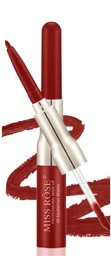 MISS ROSE Lip Liner 2 in 1 LipGloss Shade #15Soulsister Matte Long Lasting Matte Lip Gloss Price in India